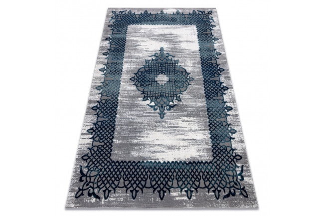 Koberec CORE W9797 Ramka, Rozeta - modrý / sivý