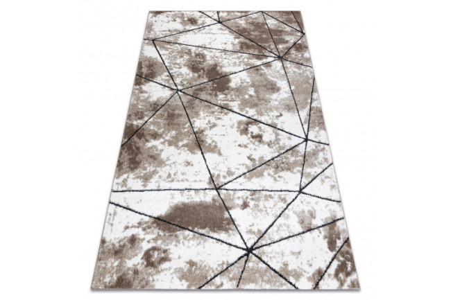 Koberec COZY Polygons, geometrický - hnedý