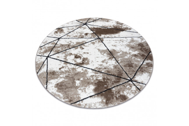 Koberec COZY Polygons kruh, geometrický - hnedý