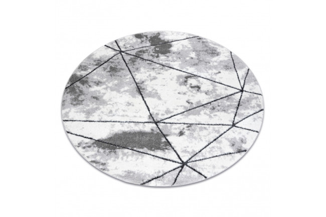 Koberec COZY Polygons kruh, geometrický - sivý