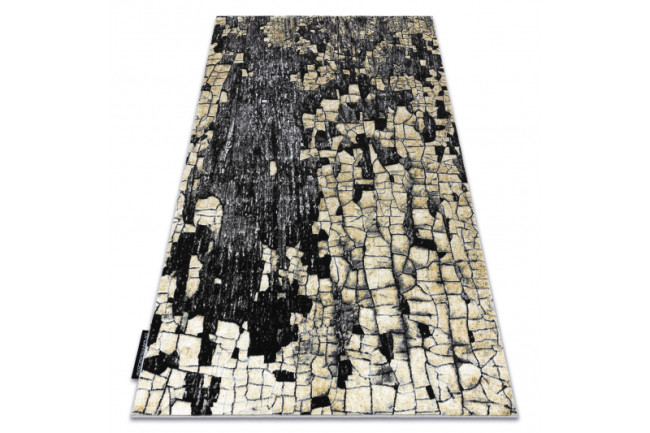 Koberec DE LUXE 2079 Kocka dlažbová tehla - zlatý / sivý