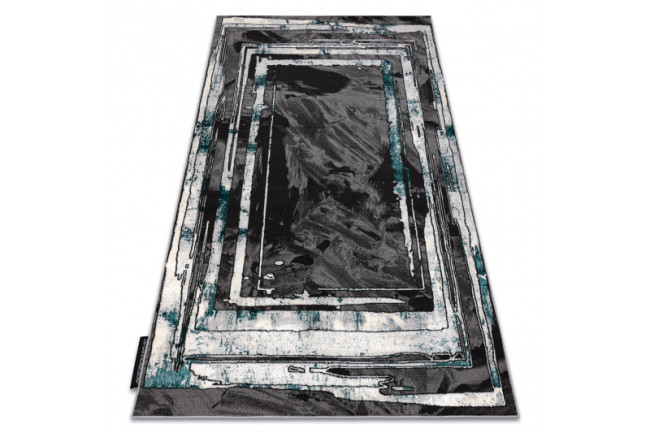 Koberec DE LUXE 619 Ramka - sivý / zelený