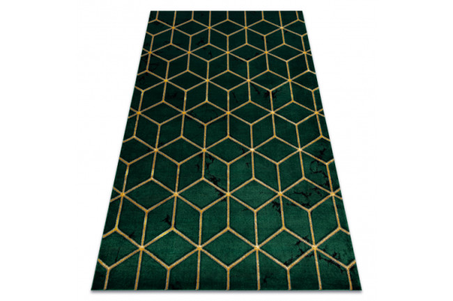 Levně Koberec EMERALD exkluzivní 1014 glamour, styl kostka lahvově zelený / zlatý