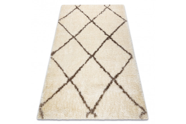 Koberec FLUFFY 2373 shaggy kratka, trellis - krém / béžový