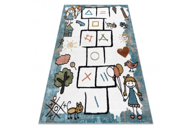 Koberec FUN Hop Klasy, zvieratká - modrý