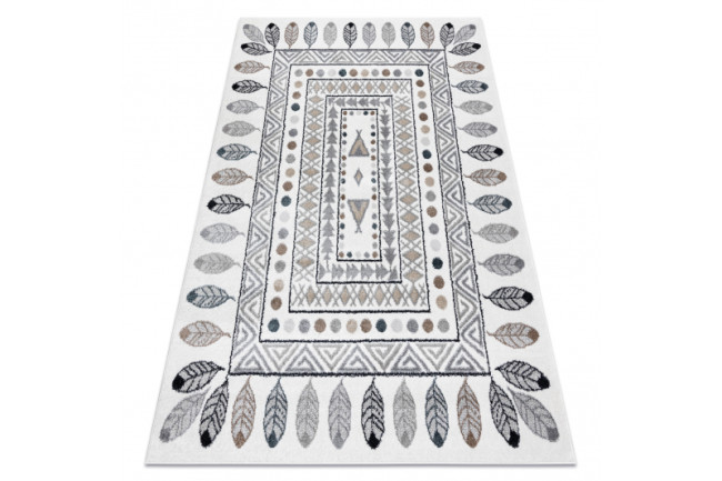 Koberec FUN Teepee vzor indiánsky, ramka - krém