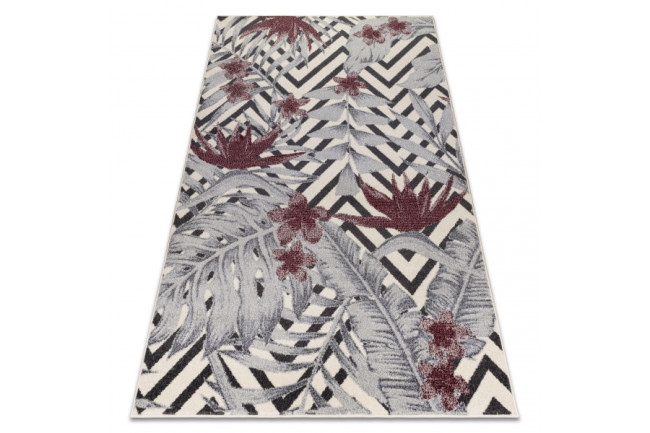 Koberec HEOS 78540 krém / bordo LÍSTIE DŽUNGĽA