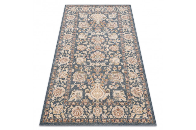 Koberec JADE 45009/900 Ramka, kvety béžový / modrý