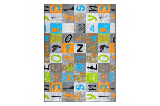 Koberec JUMPY Patchwork sivý/pomarančový/nebeský