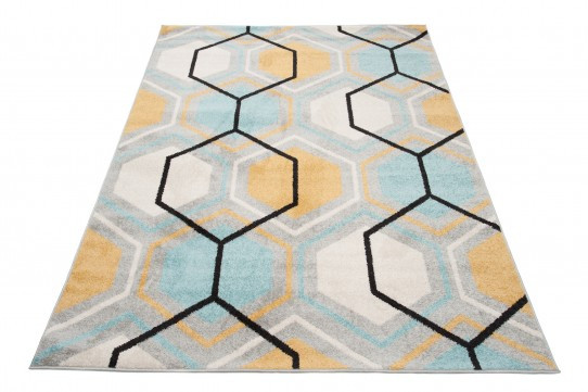 Koberec LAZUR C569B sivý / tyrkysový