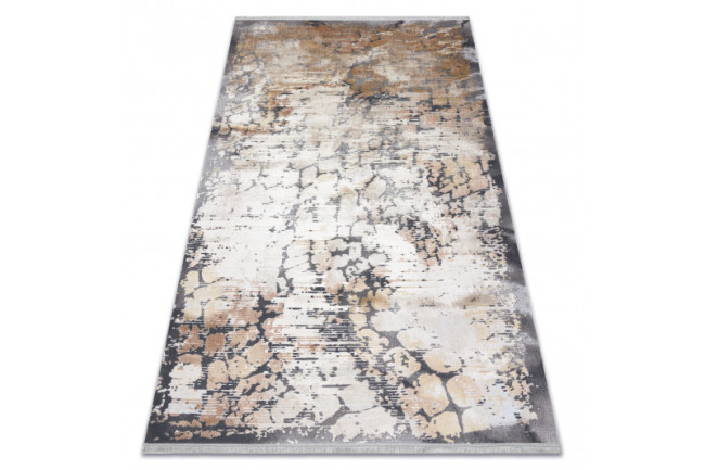 Koberec LUCE 74 dlažobné kocky - sivý / horčicový