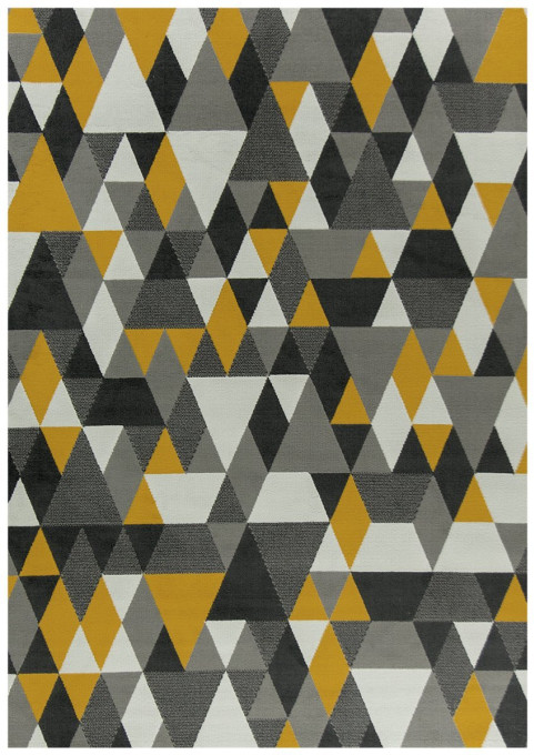 Koberec Luna 503834/89915 Trojuholníky sivý / horčicový