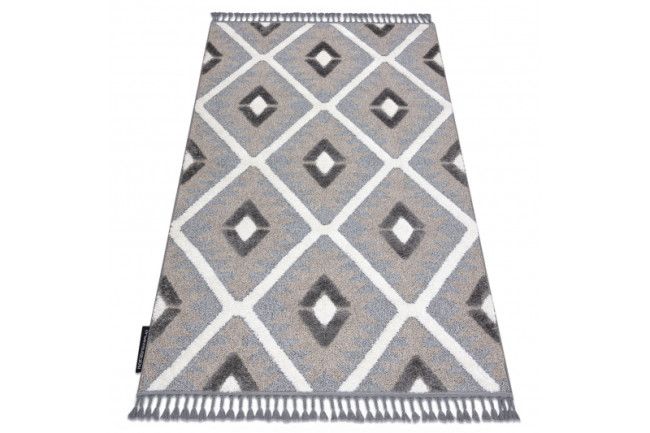 Koberec MAROC P651 Romby marokánsky shaggy sivý / biely