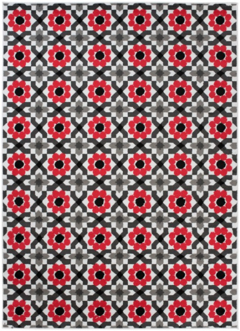 Koberec MAYA Z645E PP ESM biely / červený / sivý