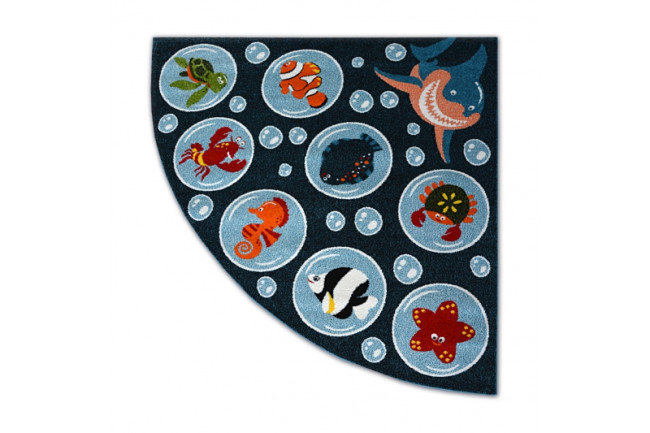 Koberec PAINT štvrťkruh G4778 - Oceán nebeský/krém