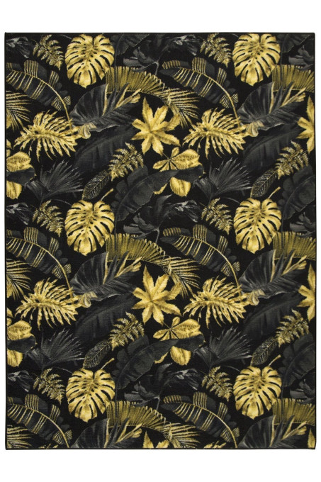 Koberec Palmové Lístie čierny / zlatý