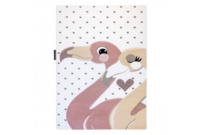 Koberec PETIT FLAMINGOS FLAMING SRDIEČKA krém