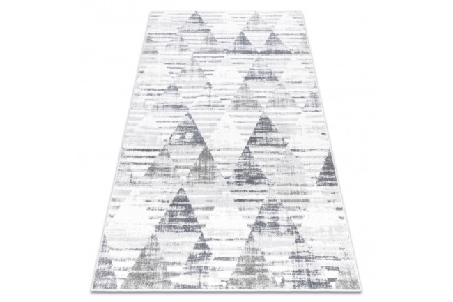 Koberec POLI 9051A Geometrický, trojuholníky biely / sivý
