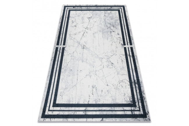 Koberec protišmykový ANDRE 1023 Ramka marmur, čierny / biely