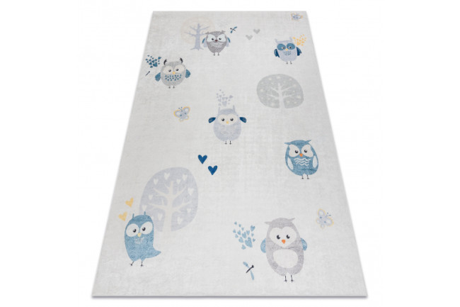 Koberec protišmykový BAMBINO 1161 Sovy, sovy pre deti - sivý
