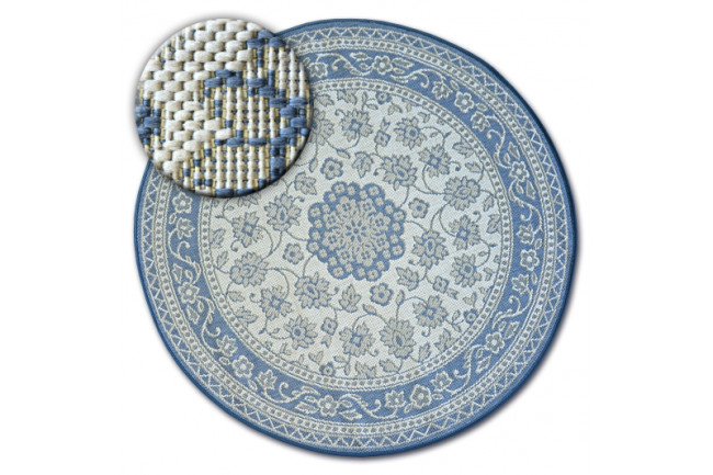 Koberec SIZAL FLAT kruh 48691/591 kvety nebeský