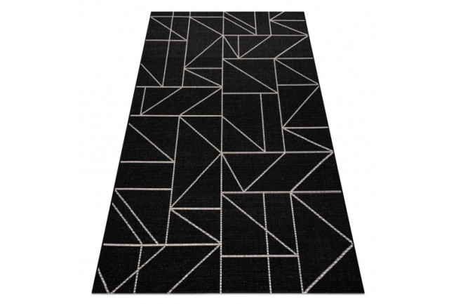 Levně Koberec SIZAL FLOORLUX 20605 geometrický - černý / stříbrný