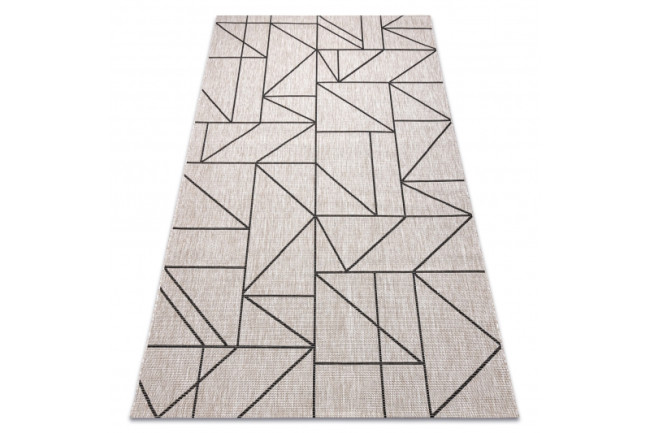 Levně Koberec SIZAL FLOORLUX 20605 geometrický trojúhelník - stříbrný / černý