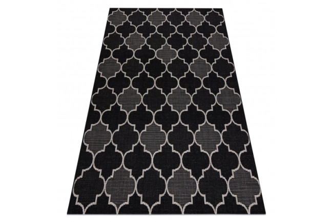 Koberec SIZAL FLOORLUX 20607 marokánsky, trellis - čierny, strieborný