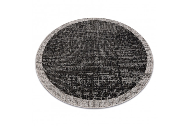 Koberec SIZAL FLOORLUX kruh 20401 Ramka čierny/strieborný