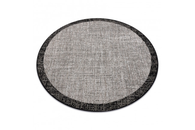 Koberec SIZAL FLOORLUX kruh 20401 Ramka strieborný/čierny