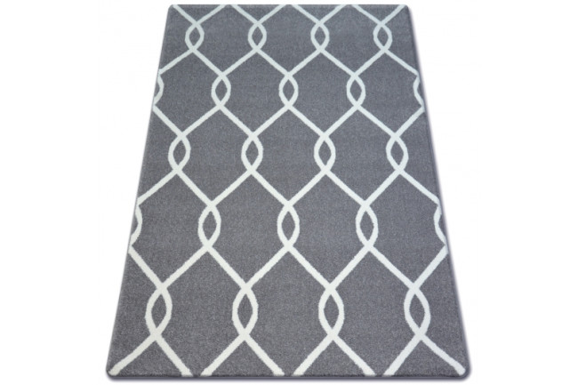 Koberec SKETCH F934 Sivo / Biely trellis