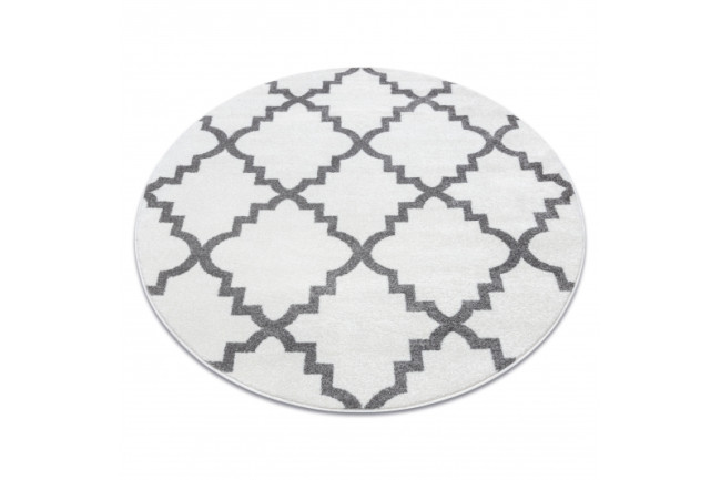 Koberec SKETCH kruh - F343 krém / sivý koniczyna marokánska trellis