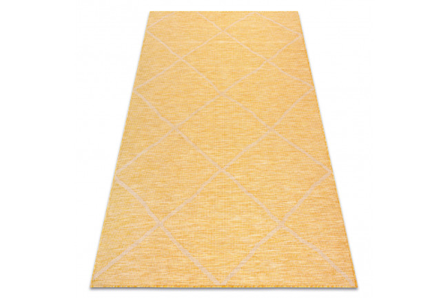 Koberec šnúrkový SIZAL PATIO ploské tkanie 3075 romby žltý / béžový