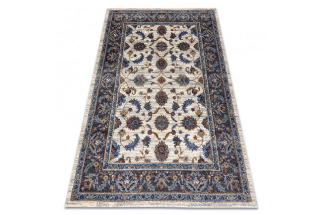 Koberec SOFT 6019 kvety RAMKA béž/nebeský/červený