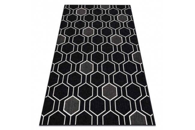Koberec SPRING 20404993 Hexagon šnúrkový - čierny
