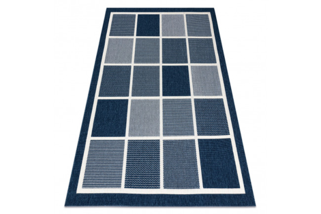 Koberec SPRING 20426994 štvorce, šnúrkový, slučkový - modrý