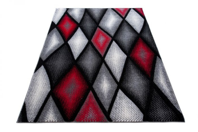 Koberec Sumatra J373B Diamond čierny, sivý, červený