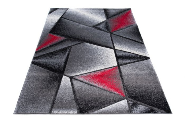 Koberec Sumatra J374C Shapes sivý, červený