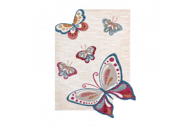 Koberec TOYS 75326 Motýle - krém / červený, fuksia
