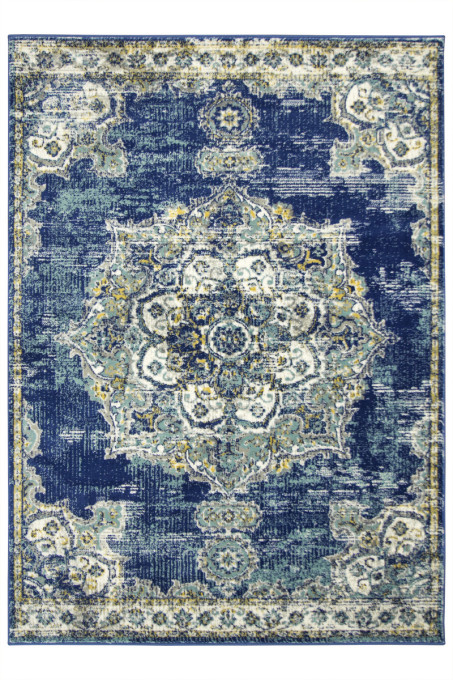 Koberec Victoria 2937D modrý / tyrkysový / žltý