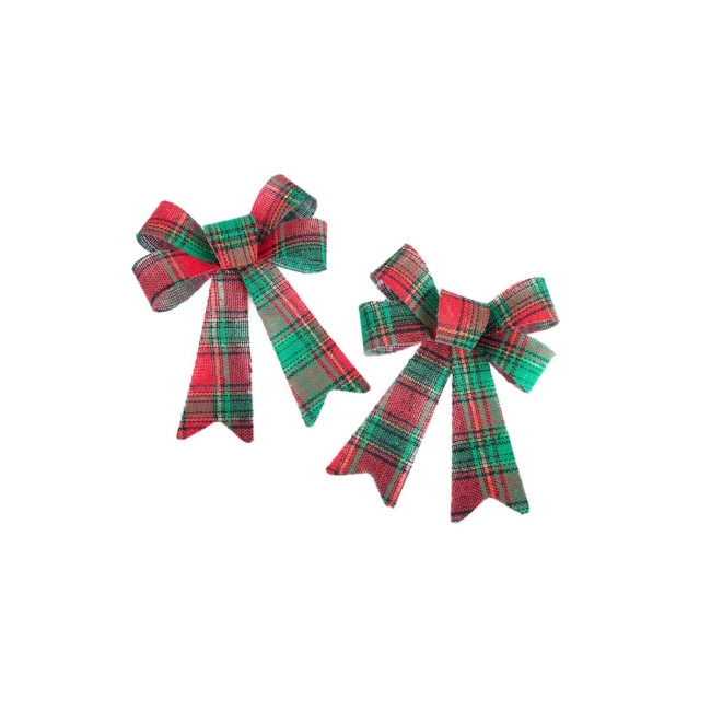 Vianočná dekorácia BOWE mašľa, károvaná 711107 (2 ks)