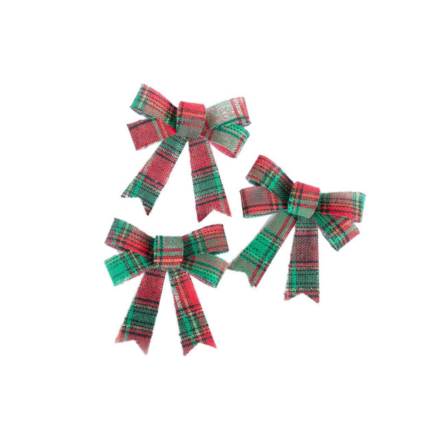 Vianočná dekorácia BOWE mašľa, károvaná 711114 (3 ks)