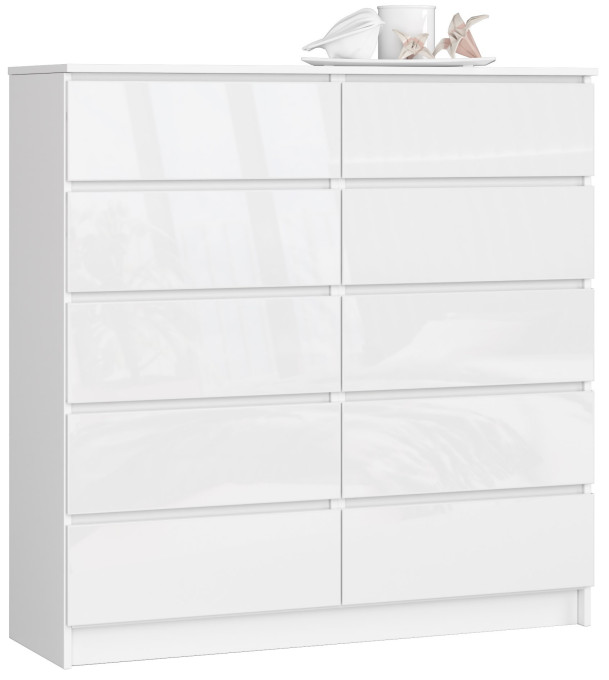 Komoda K120 10SZ CLP biela, lesk