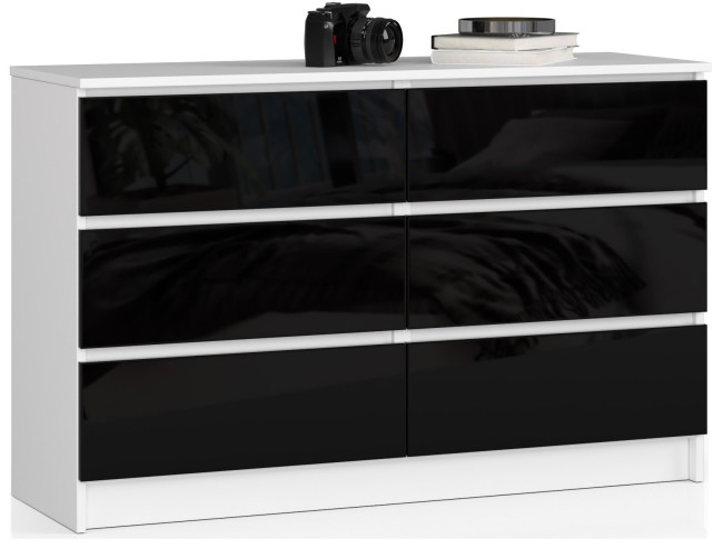 Komoda K120 6SZ CLP čierna, lesk