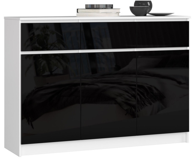 Komoda K140 3D 3SZ CLP čierna, lesk