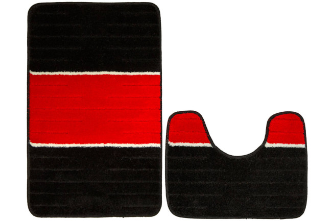 Sada kúpeľňových koberčekov COMO červená / čierna, pruhy