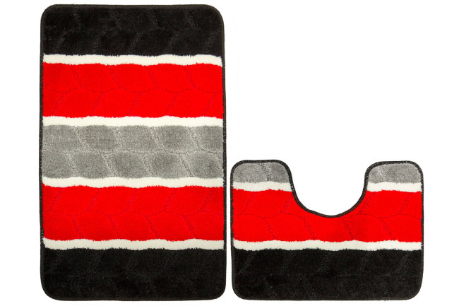 Sada kúpeľňových koberčekov FANO červená / sivá