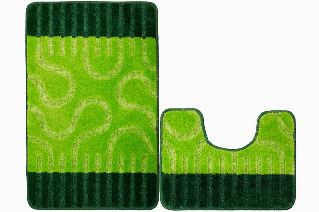 Sada kúpeľňových koberčekov RONDA svetlozelená / tmavozelená