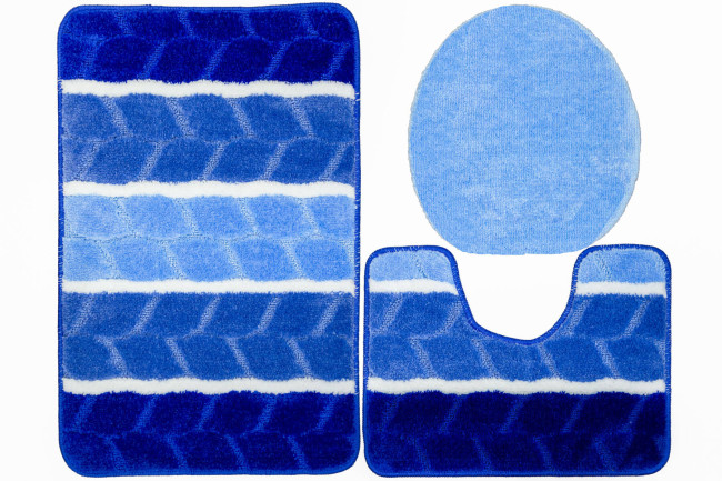 Sada kúpeľňových koberčekov FANO modrá, pruhy