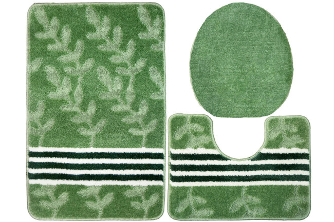 Sada kúpeľňových koberčekov NATEL zelená, lístie / pruhy